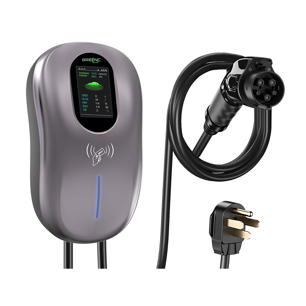 Estación de Carga para Vehículos Eléctricos / 40 A / 9.6 kW / Conector Tipo 1 (SAE J1772) / 110-240 V AC / Pantalla LCD 4.3 in (10.9 cm) / WiFi / APP / RFID / IP65 / Cable TPE 5 m (16.4 ft)