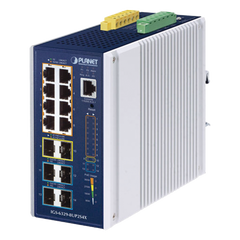 Switch Industrial Capa 3 de 8 Puertos 10/100/1000T PoE 802.3bt, 2 Puertos SFP 1 G/2.5 G, 4 Puertos SFP 10G, Instalación en Pared o Puerto DIN.