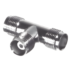 Adaptador en T, de Conector TNC Hembra a Doble TNC Hembra, Níquel/ Oro/ Teflón.