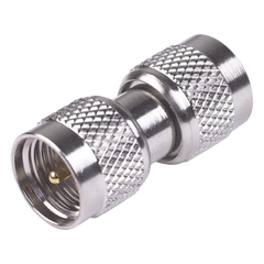 Adaptador Barril, de Conectores Mini-UHF Machos, Níquel/ Oro/ Teflón.