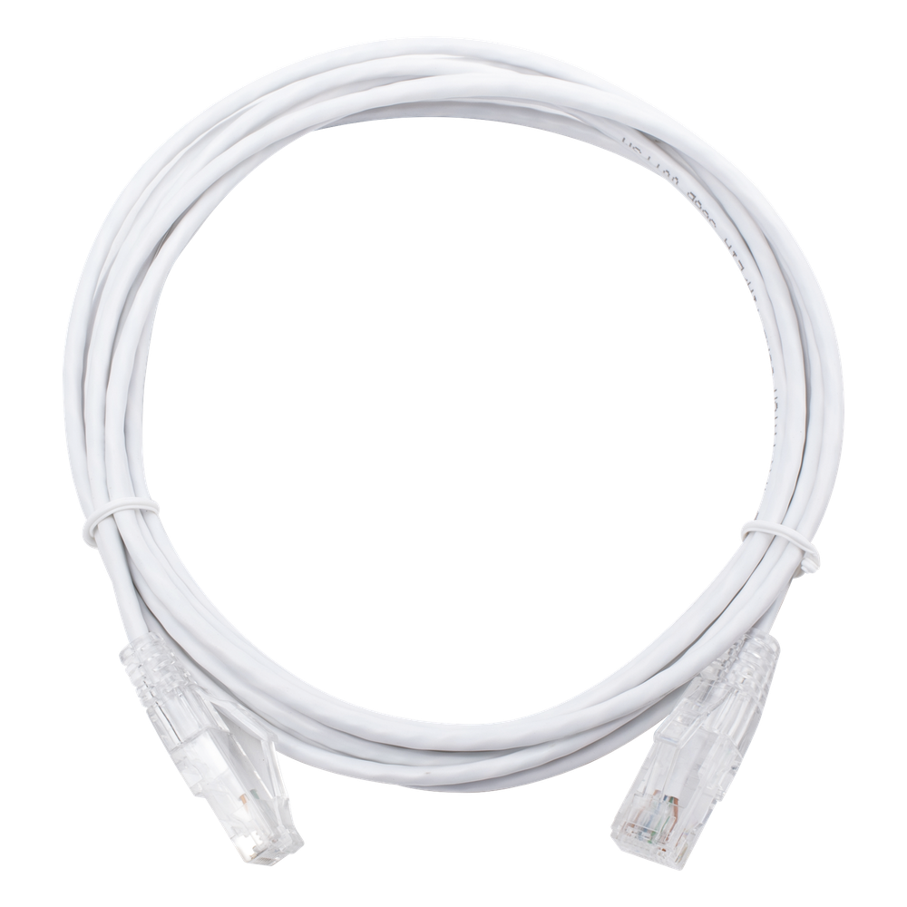 Cable de Parcheo Slim UTP Cat6 - 3 Metros (9.84 Pies) Blanco Diámetro Reducido (28 AWG)