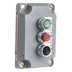 Cubierta para Estación de Control con Tres Botones Pulsadores Rojo-Verde-Negro. / Uso en Áreas Clasificadas.
