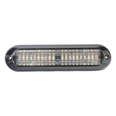 Luz Auxiliar, Ultra Brillante, IP67, 18 LEDs, Tricolor, Color Rojo/Claro/Ambar, con mica transparente y bisel negro
