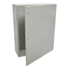 Gabinete de Acero IP66 Uso en Intemperie (800 x 1200 x 400 mm) con Placa Trasera Interior Metálica y Compuerta Inferior Atornillable (Incluye Chapa y Llave).