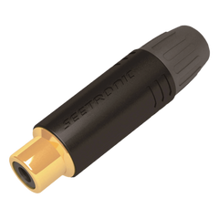 Conector Hembra RCA | Carcasa Enchapada en Negro | Contacto Enchapado en Oro | Cable OD 3.5-6.5mm