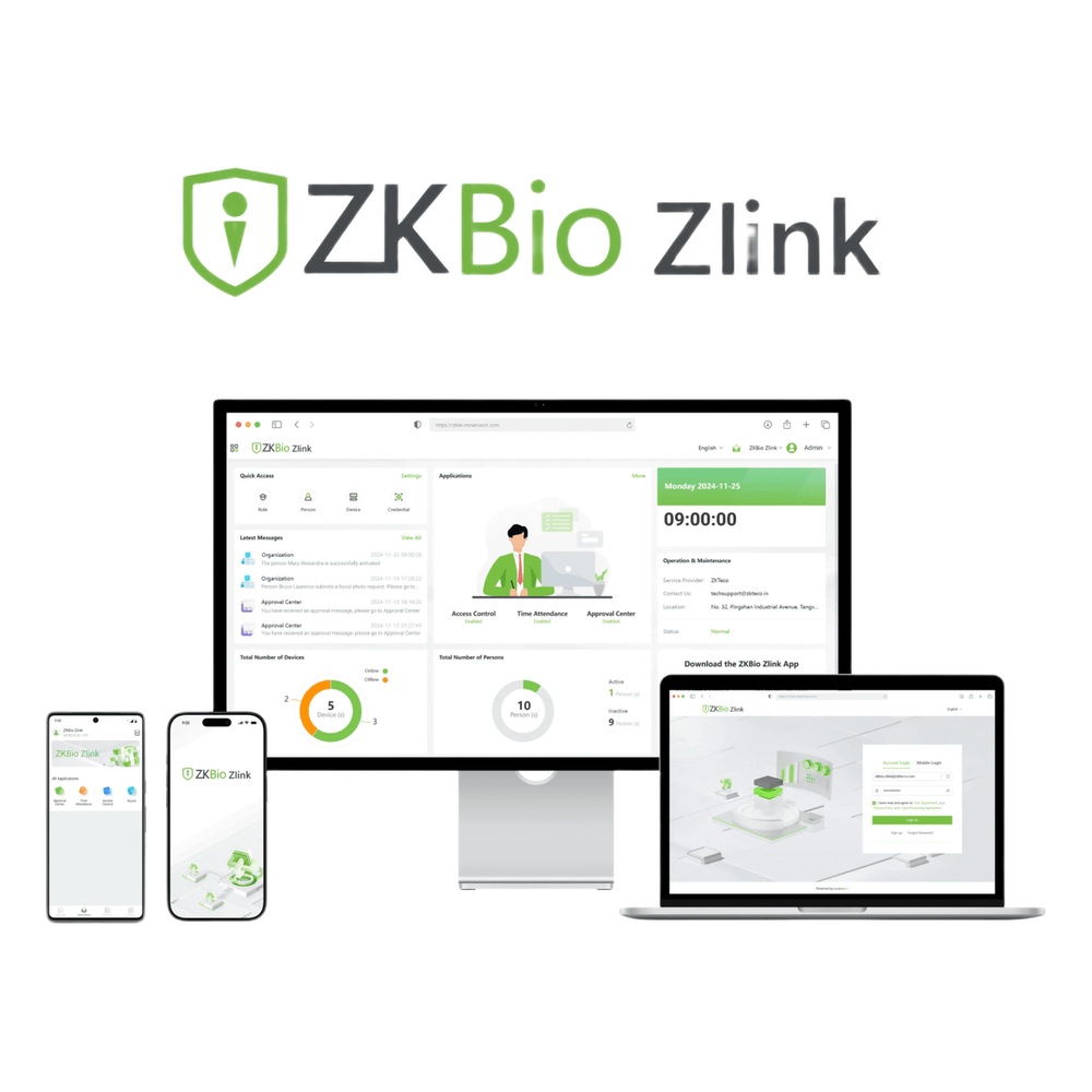 ZKBio Zlink es una plataforma IoT basada en la nube que unifica control de acceso, gestión de asistencia y procesos de aprobación en un solo lugar. (TOTALMENTE GRATUITA!!)