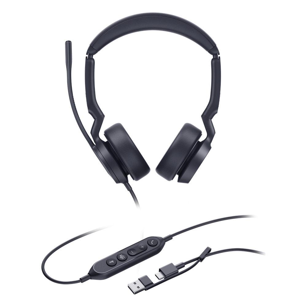 Auriculares Yealink UH44 Dual con cancelación de ruido por IA para Microsoft Teams, USB-C/A e indicador de ocupado