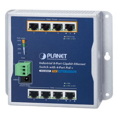 Switch Industrial No Administrable, Múltiple Montaje (Pared, Riel DIN y Magnético), 8 Puertos Gigabit con 4 puertos PoE 802.3at, Hasta 120 W.