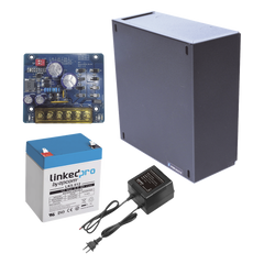 Kit con fuente PLB2 con salida de 12 Vcc a 1.5 Amper, incluye transformador y batería de 12 V a 5.5 Amper