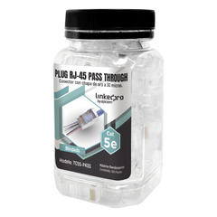 Bote con 100 Plugs Pass Through RJ45 Cat5e Blindado, Chapado de Oro a 30 Micras para Durabilidad Extrema