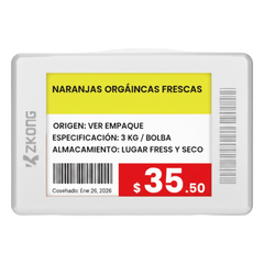 Etiqueta Electrónica de Estantería ESL 1.8 Pulgadas / Pantalla EPD a Color 224x168 píxeles / 4 Colores (Negro, Blanco, Rojo, Amarillo) / Batería 5 Años / Bluetooth LE 5.1 / Gestión en la Nube / NFC / CE ROHS FCC