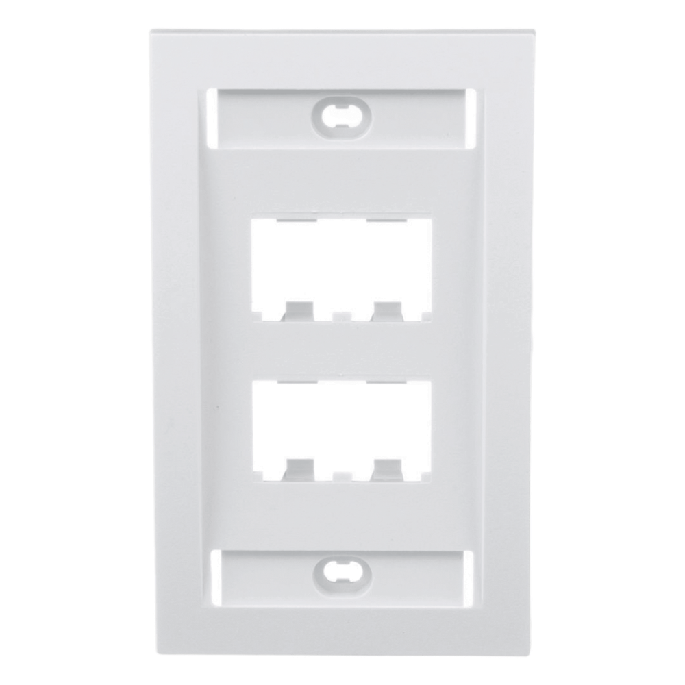 Placa de Pared Vertical Ejecutiva, Salida Para 4 Puertos Mini-Com, Con Espacios Para Etiquetas, Color Blanco