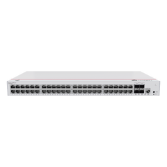 Switch de Distribución/Core Gigabit Administrable PoE Capa 3 / 48 puertos 10/100/1000 Mbps (PoE) / 4 Puertos 10GE SFP+ Uplink / ERPS / Rutas Estáticas / iStack / PoE Perpetuo / 380W / Administración Nube Gratis