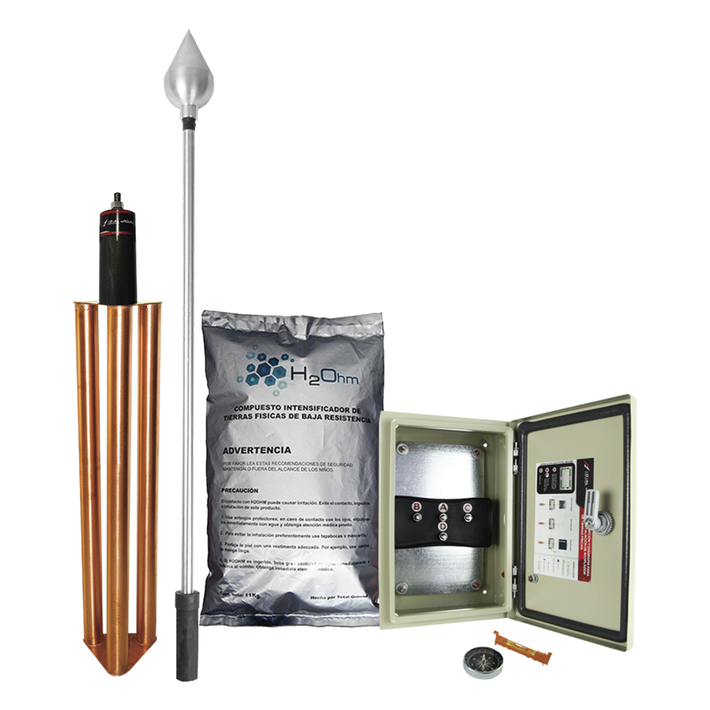 Kit de Pararrayo con Punta en Acero Inoxidable con Diámetro de Protección de 160 metros.