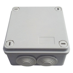 Caja Tipo Estanca IP55, con 6 Entradas, Tapa y Tornillo de Vuelta de 1/4, 100 x 100 x 50 mm (3.94 x 3.94 x 1.97 Pulgadas), Color Gris
