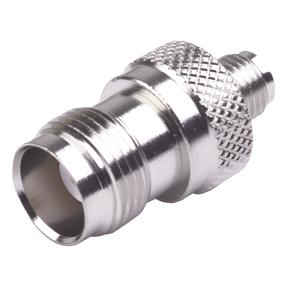 Adaptador en Línea de Conector TNC Hembra a SMA Hembra, Niquel/ Oro/ Teflón.
