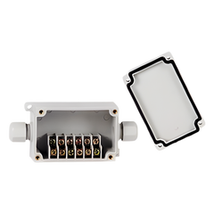 Caja de Conexión Exterior con Conexión Lateral para 6 Líneas (doble tornillo). Incluye Glándulas.