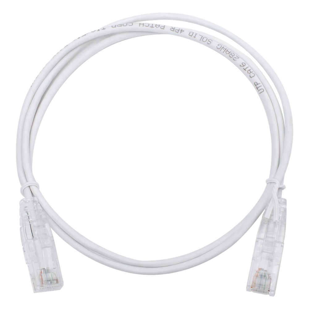 Cable de Parcheo Slim UTP Cat6 - 1 Metro (3.28 Pies), Blanco, Diámetro Reducido (28 AWG)