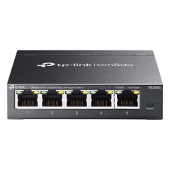 Switch Gestionado Omada SDN / 5 Puertos Gigabit RJ45 / 10 Gbps Capacidad Switching / 7.4 Mpps Forwarding Rate / Gestión Cloud Centralizada / VLAN 802.1Q / QoS 8 Colas Prioridad / Metal Fanless