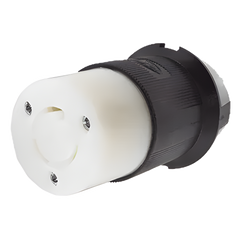Conector Industrial con Bloqueo de Media Vuelta / 20 A 125 V CA / 2 Polos 3 Hilos / Nema L5-20R / Color Blanco y Negro.