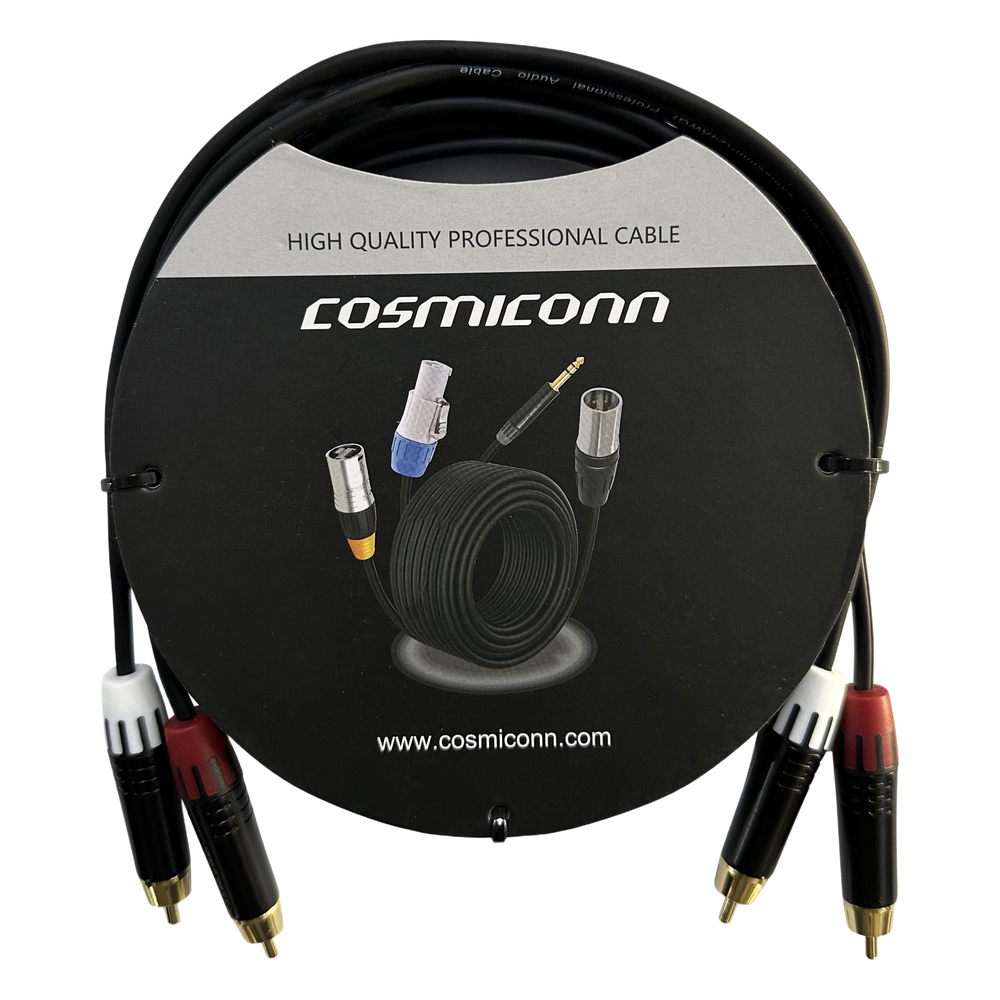 Cable 2 RCA x 2 RCA, conectores negros, con diferenciador de blanco y rojo (2x MT380-RD - 2x MT380-WH), length 3m