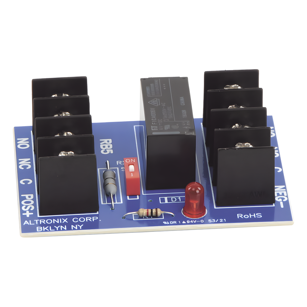 Relé DPDT / Entrada 6 o 12VDC / Contactos 5A/220VAC o 28VDC / Consumo 120mA / Indicador LED de Activación