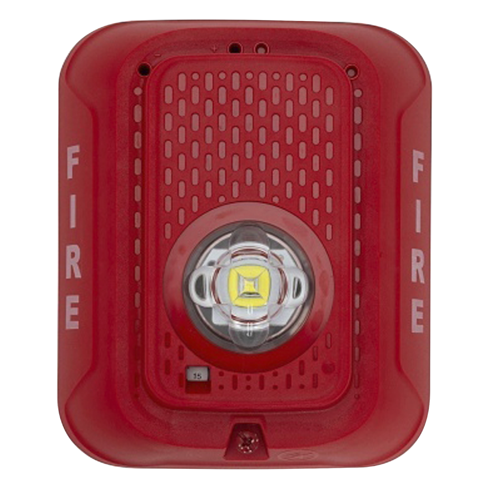 Lámpara estroboscópica LED para pared, 24 Vcd, candela seleccionable hasta 185 cd, sin sirena, color rojo