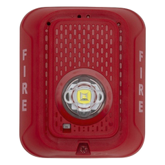 Lámpara estroboscópica LED para pared, 24 Vcd, candela seleccionable hasta 185 cd, sin sirena, color rojo