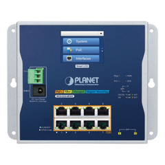Switch Industrial Flat-Type 8 Puertos Gigabit C/PoE 802.3at, 2 Puertos SFP, LCD