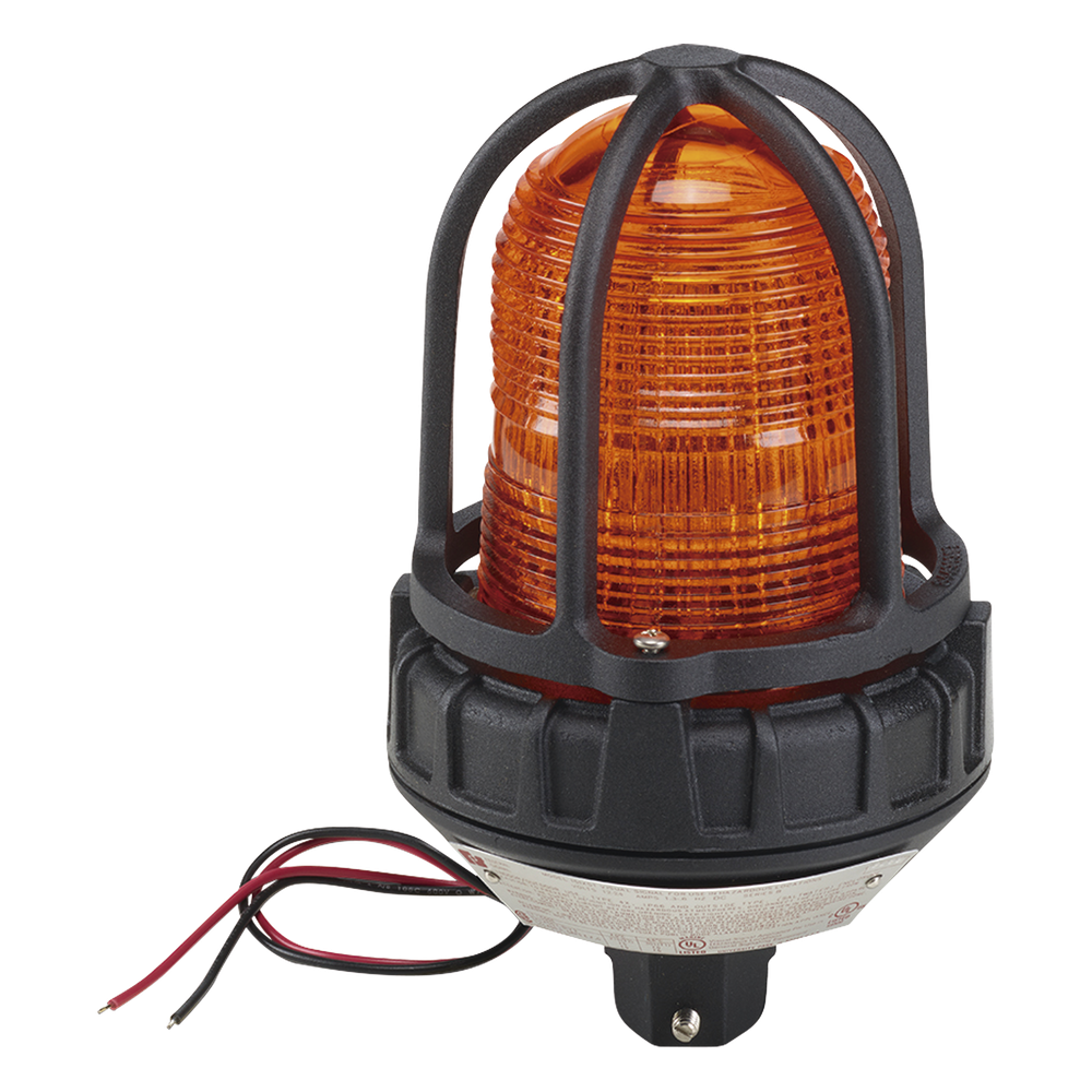 Luz estroboscópica para ubicaciónes peligrosas,  montaje tipo tubo, 12-24 VCD, color Ámbar