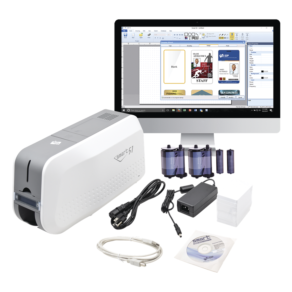 Kit de Impresora tarjetas PVC/ Puede Crecer a Laminador/ Doble Cara / Incluye: 2 x Ribbon a Color, 100 tarjetas PVC, Software, 1 Kit de Limpieza