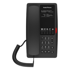 Teléfono IP Hotelero Wi-Fi 6 / 2 Líneas SIP / Doble Banda 2.4/5 GHz / 5 Teclas Programables / Puerto USB-A / PoE 802.3af / Diseño Negro