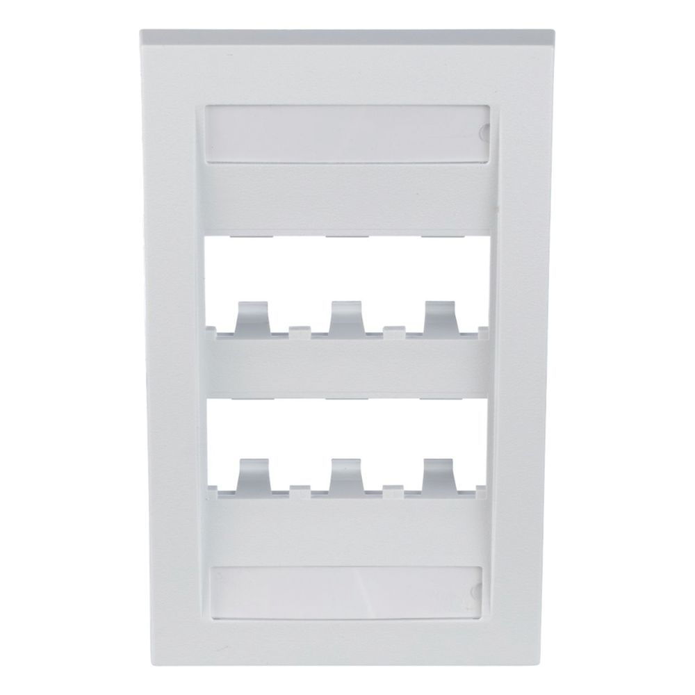 Placa de Pared Vertical Ejecutiva, Salida Para 6 Puertos Mini-Com, Con Espacios Para Etiquetas, Color Blanco