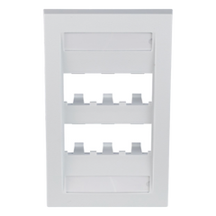 Placa de Pared Vertical Ejecutiva, Salida Para 6 Puertos Mini-Com, Con Espacios Para Etiquetas, Color Blanco