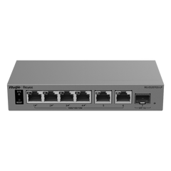 Switch Gigabit Smart Cloud Managed PoE+ / 7 Puertos (4 PoE+ 40 W) / 1 SFP Gigabit / Capa 2 / Gestión Cloud / Modo CCTV / Protección 6 kV / Fanless / Gabinete Metálico