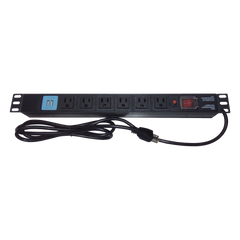 Tomacorriente Horizontal (PDU) de 6 contactos (NEMA 5-15R) + 2 USB para instalación en Rack de 19", 1UR, 125 Vca/ 15 A (THE0040091001001)