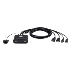 Switch KVM | USB FHD HDMI | de 2 puertos en formato cable | 1920x1080 @ 60Hz (FHD)	| HDCP 1.4 | Conecta y controla 2 equipos con un solo monitor, teclado y mouse