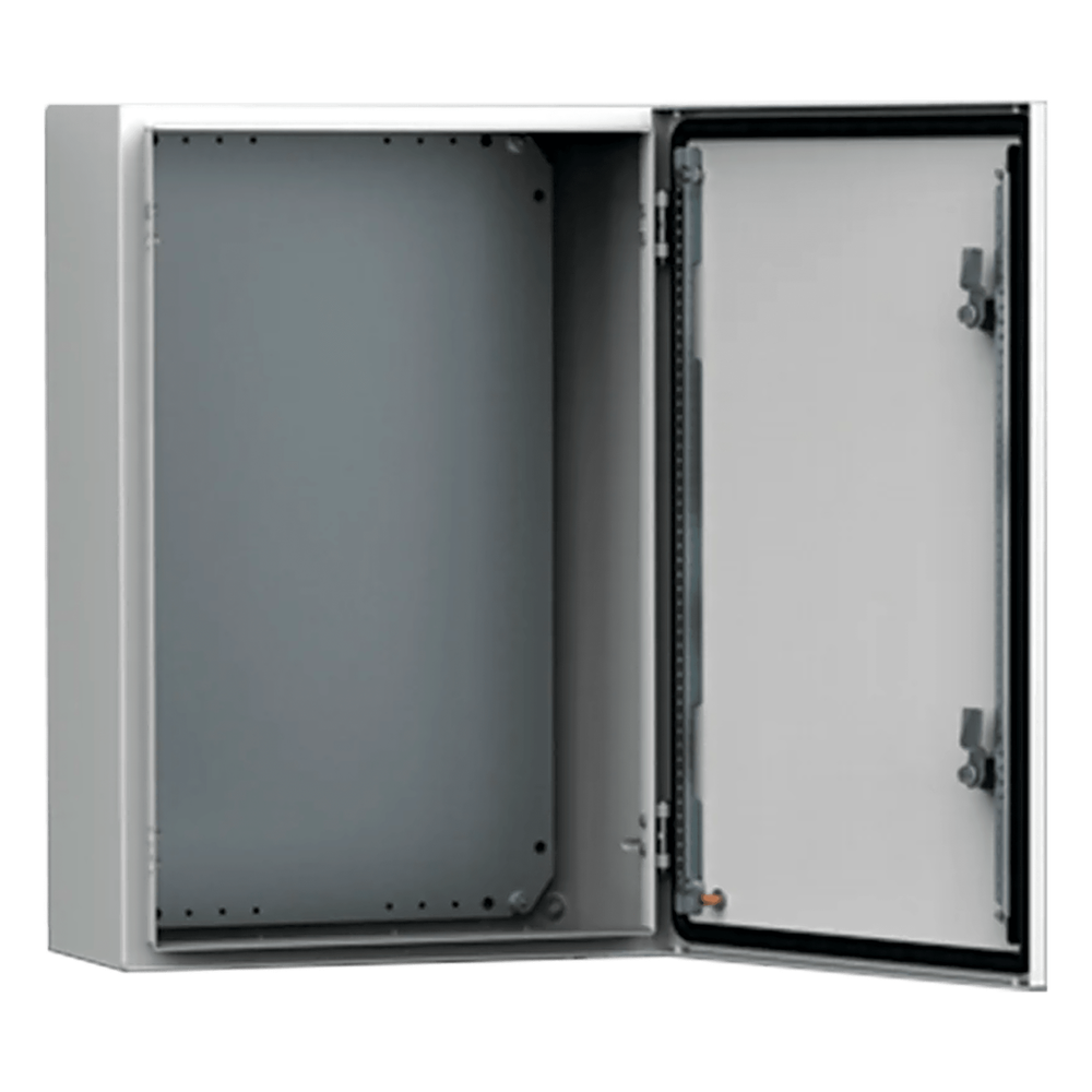 Gabinete de Uso Exterior MAS 400 x 300 x 210 mm (15.7 x 11.8 x 8.3 in) NEMA 4/12/13; IP66; IK10 de Acero Dulce 1.5 mm con Platina de Montaje Incluida Color Gris Claro