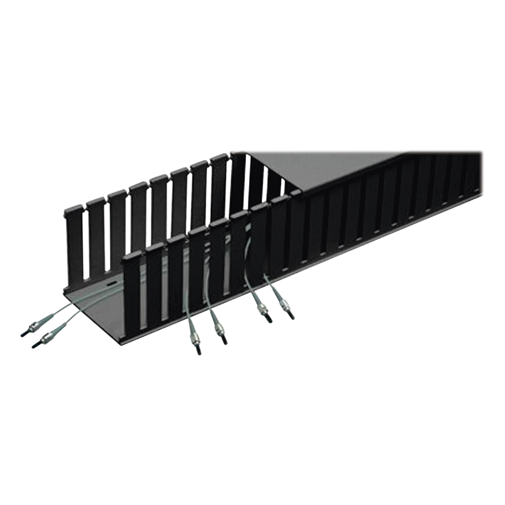 Canaleta Ranurada de PVC sin Tapa, Fiber-Duct™, 4 in de Ancho, 4 in de Alto y 1828.8 mm de Largo, Color Negro