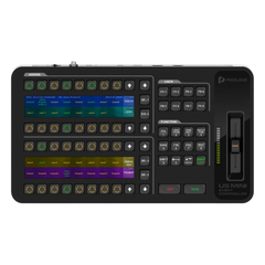 Controlador de Eventos Compacto U5MINI / Pantalla Táctil Principal 21.5" / Pantalla Inteligente 8" / 87 Botones LCD Programables / 4 Encoders y 8 Faders / Control MIDI y KVM / Diseño Plegable / Software PixelFlow / HDMI 2.0 / 12G-S