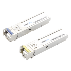 Transceptores Ópticos Industriales Bidireccionales SFP+ (Mini-Gbic) / Monomodo 1270 & 1330 nm / 10 Gbps / 10GBASE / Conector LC/UPC Simplex / DDM / Hasta 60 km / 2 Piezas