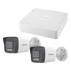 Kit IP 1080p (2 Megapixel) / NVR de 4 Canales con 4 Puertos PoE / 2 Cámaras Bala IP con Microfono Integrado / ColorVu Lite y ACUSENSE Lite