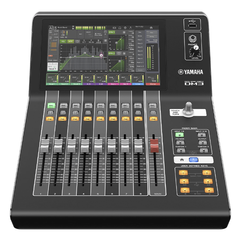 Mezcladora digital  para grabación o en vivo 16 x 8 pantalla tactil 9" con puertos Dante incorporado