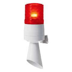 Luz LED con patrones de destello fijo y destellante con buzzer incorporado de alto volumen Máx. 95 dB color Rojo 110 VCA