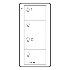 Control remoto inalámbrico Pico de 4 botones para 2 grupos de carga, sin cableado, multi-sistema Lutron