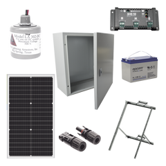 Kit Solar de 12 Vcc para alimentar energizador de cerca electrificada. Instalación de panel en poste.
