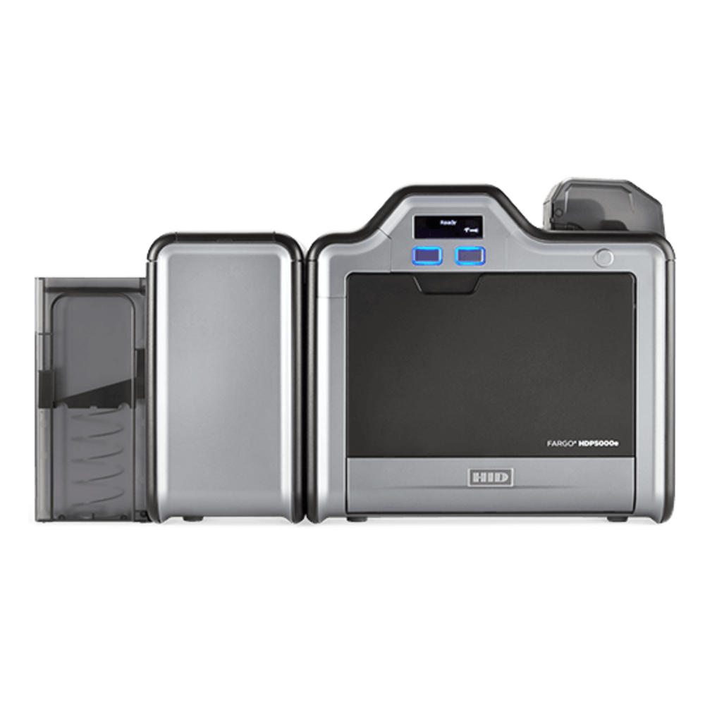 Impresora de Tarjetas HDP5000e / Retransferencia / Resolución 300 dpi / 16.7 Millones de Colores / Laminación y Codificación Opcional / Conexión USB y Ethernet / HID Global