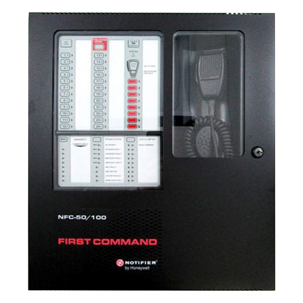 Panel de Evacuación por Voz de Emergencia 50 o 100 W a 25 V con Hasta 8 Circuitos de Altavoces para Sistemas FireWarden de NOTIFIER