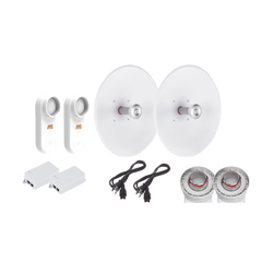 Enlace completo de 2 radios C5X con antenas UD-TP-27 (27 dBi), rango de frecuencia extendida (5.1 a 6.4 GHz),  incluye inyector POE y cable de alimentación y adaptador para la antena