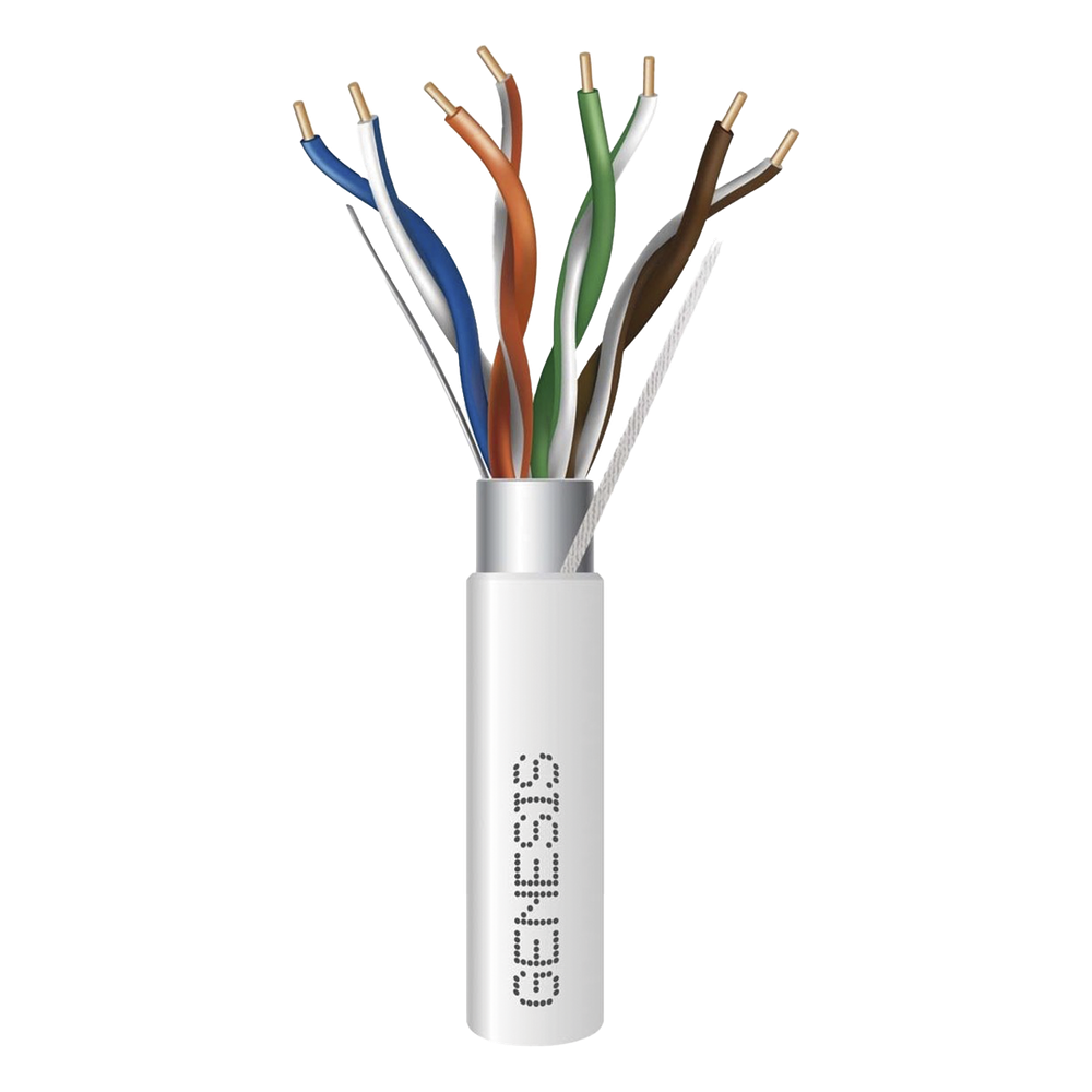 Carrete de 305 Metros (1000 Pies) de Cable Cat5e / Calibre 24 AWG BLINDADO / PLENUM / Color Blanco para aplicaciones de Voz y Datos